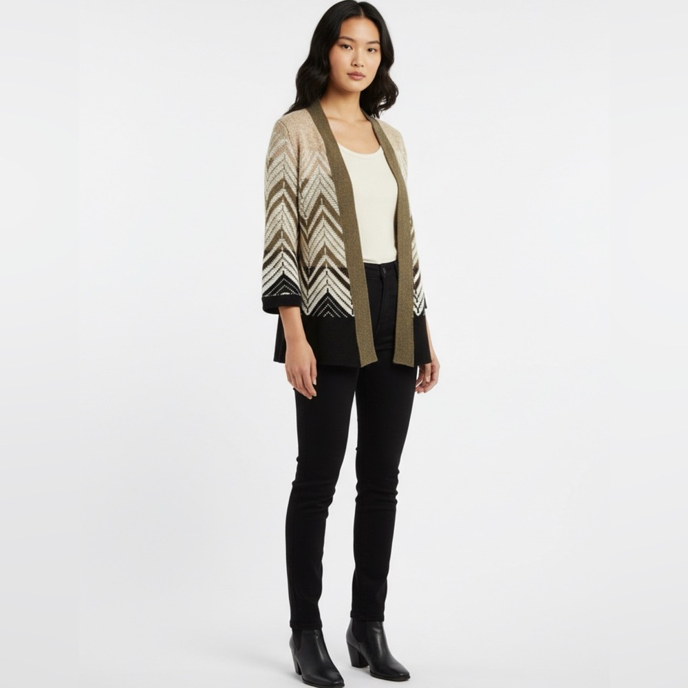 Moth Sweater Open Cardigan Diagonal Weave Pattern Anthropologie Size Small